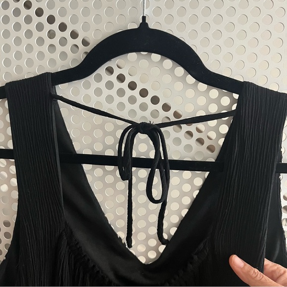 Apt 9 Vee Neck Sleeveless MIDI Dress Medium in Black with White/Good embroidery - Picture 8 of 13